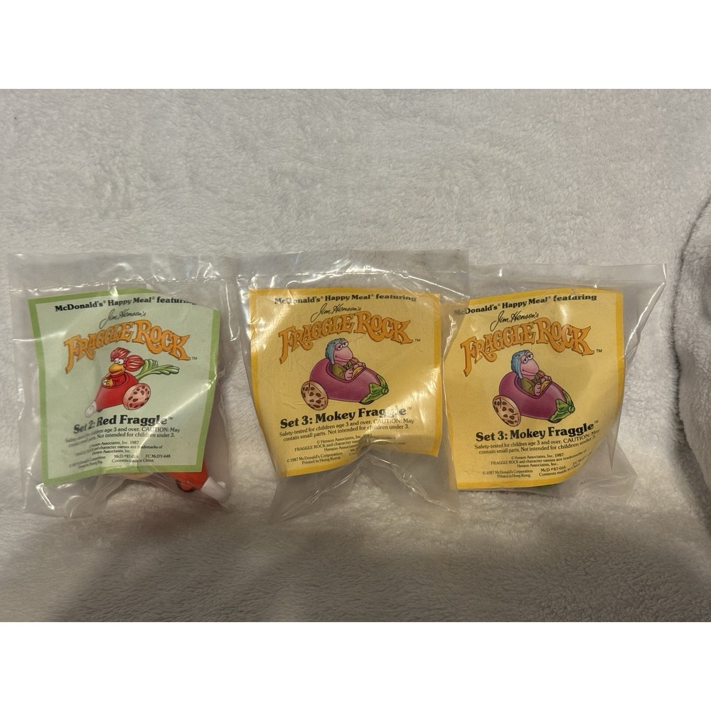 Vintage Fraggle Rock 1987 Mcdonald's Happy Meal Toys Number 2, 3 And 3